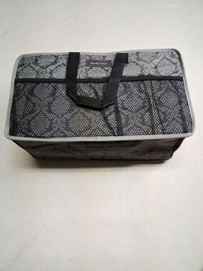 Mary Kay Black and Gray Damask Cosmetic Organizer Bag